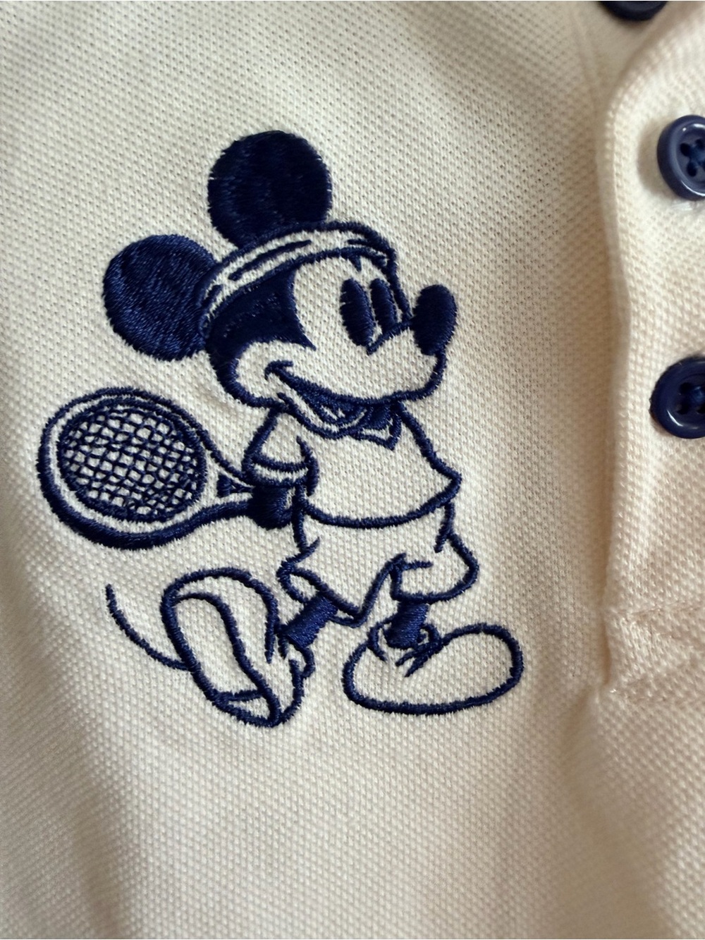 Disney Cream Polo-Style Mickey Mouse Romper with Navy Accents - Picture 3 of 4